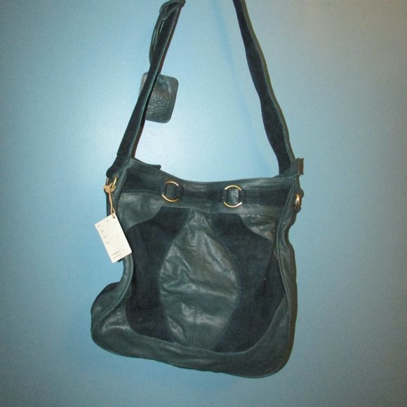 Hand Crafted Handbags - Large Leather Emerald Boho Shoulder bag